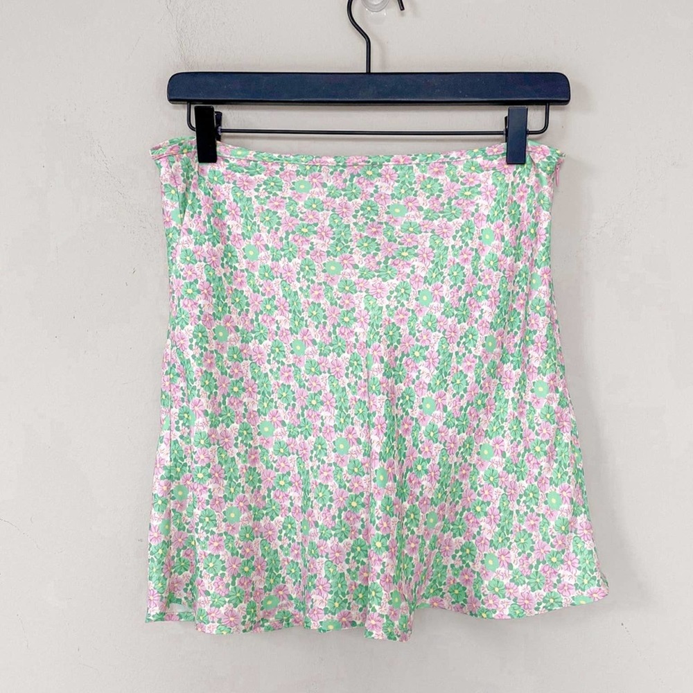 NEW Zara Satin Effect Matching Set Green Pink Floral Size S / M - Picture 6 of 11